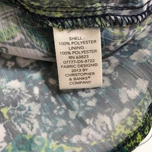 Christopher & Banks Green Small Floral Sheer Top - Picture 7 of 9
